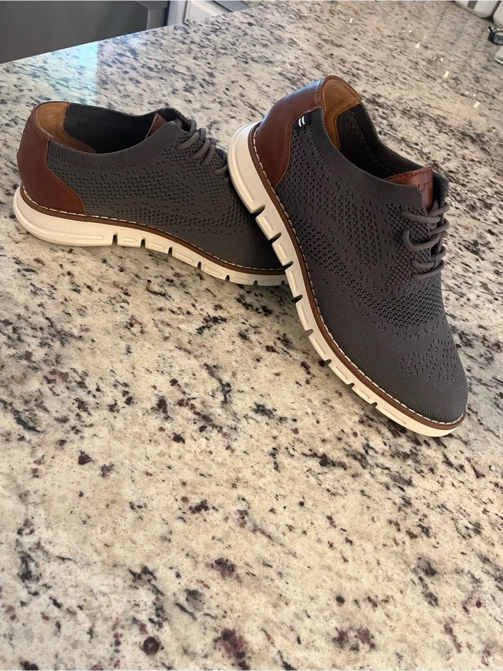 NAUTICA Men’s Black Shoes 9 Knit Brown Leather Casual Dress
